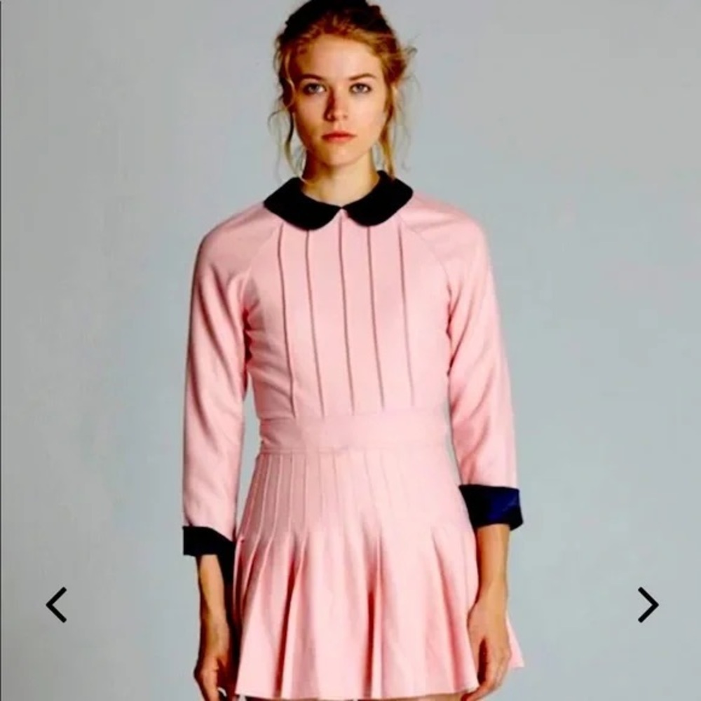 L’ecole des Femmes Baby Belle Du Jour 2.0 Wool Pleated Skirt Pink Dress Size 6